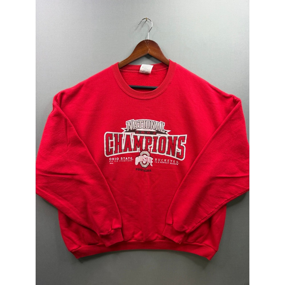 Jerzees Ohio State Buckeyes National Champions Sweatshirt Mens Red Vintage 2XL